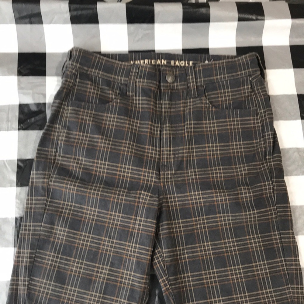 American Eagle Plaid High Waisted Skinny Jeans
